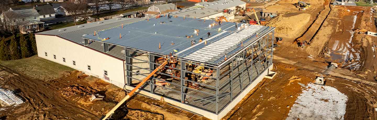 construction site of a warehouse building