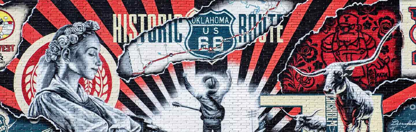 route 66 mural in yukon, ok